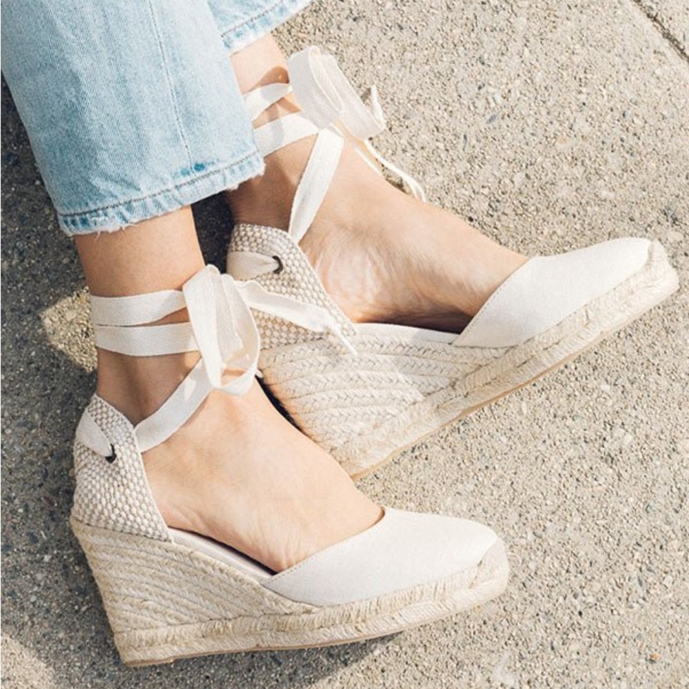 Soludos Ivory The Marseille Wedge Size 9